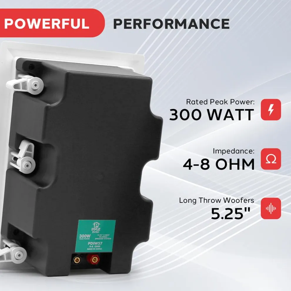 In-Wall/Ceiling Speakers, 2-Way Stereo, 5.25