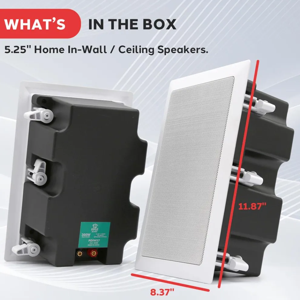 In-Wall/Ceiling Speakers, 2-Way Stereo, 5.25