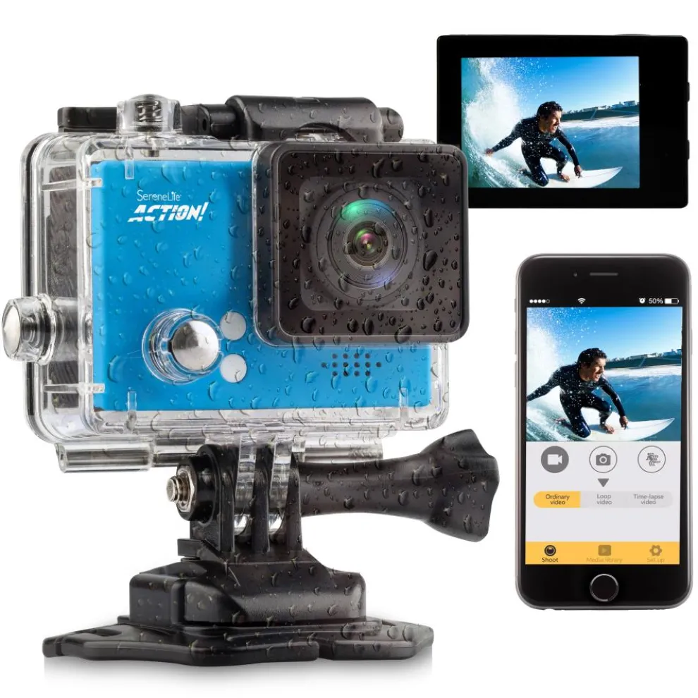 4K Ultra HD Action Camcorder, Slow-Mo, WiFi, Blue, 2" LCD, 160¬∞ Wide Angle