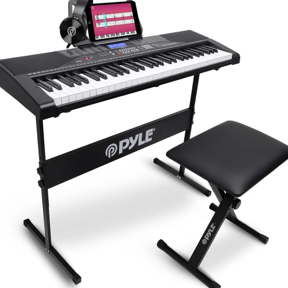 61-Key Electric Keyboard Piano, Portable Bluetooth, LCD Display