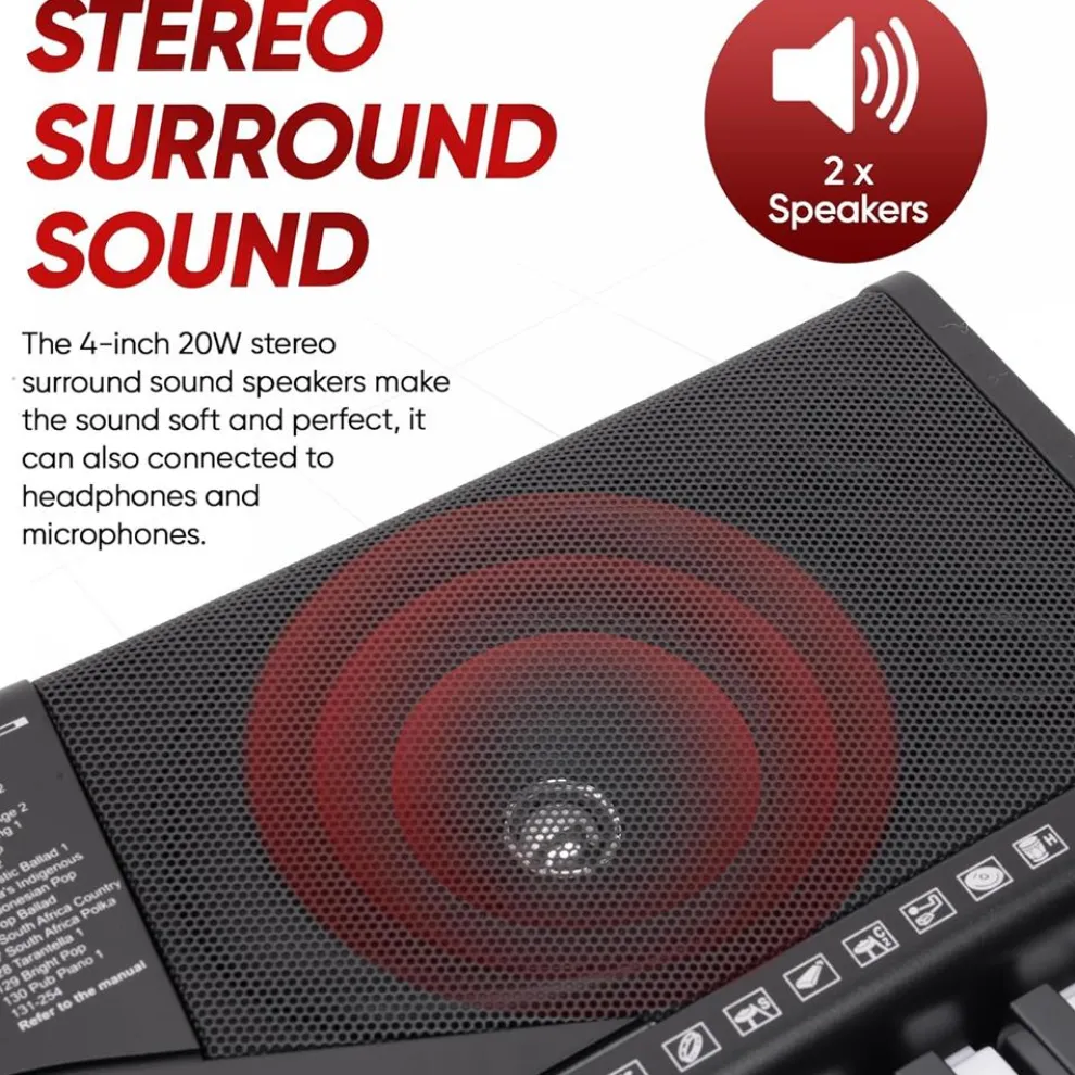 61-Key Electric Keyboard Piano, Portable Bluetooth, LCD Display