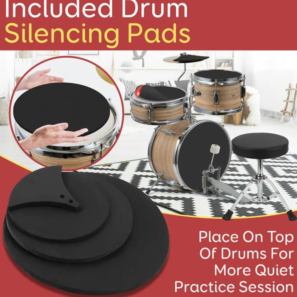 Kids Drum Set, Beginner-Friendly, Metallic Finish, Natural