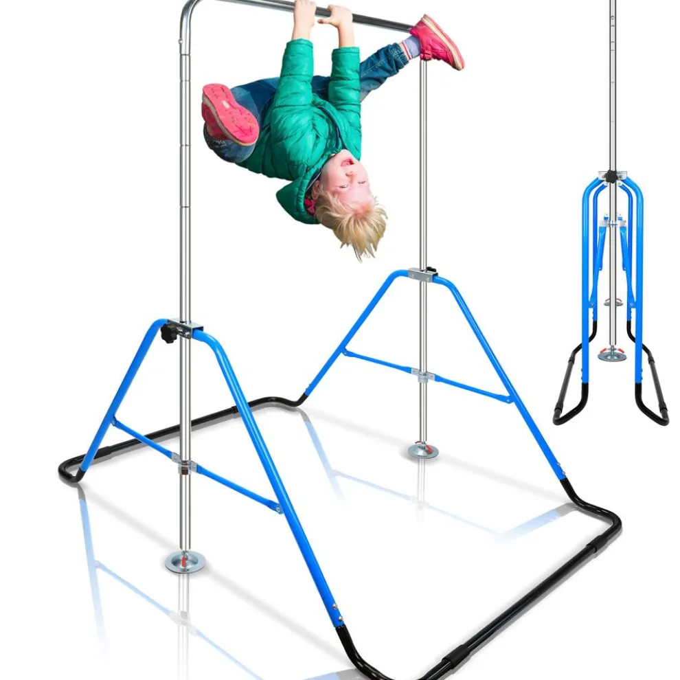 Kids Gymnastics Bar Adjustable Height Foldable Steel Tube