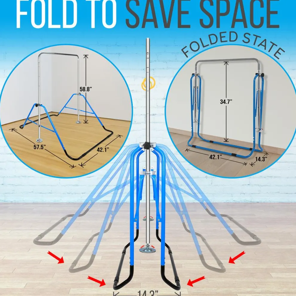 Kids Gymnastics Bar Adjustable Height Foldable Steel Tube