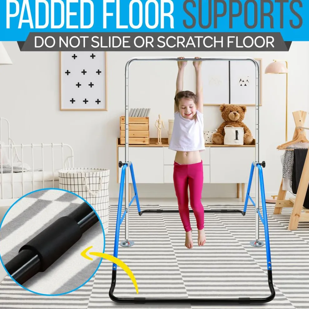 Kids Gymnastics Bar Adjustable Height Foldable Steel Tube