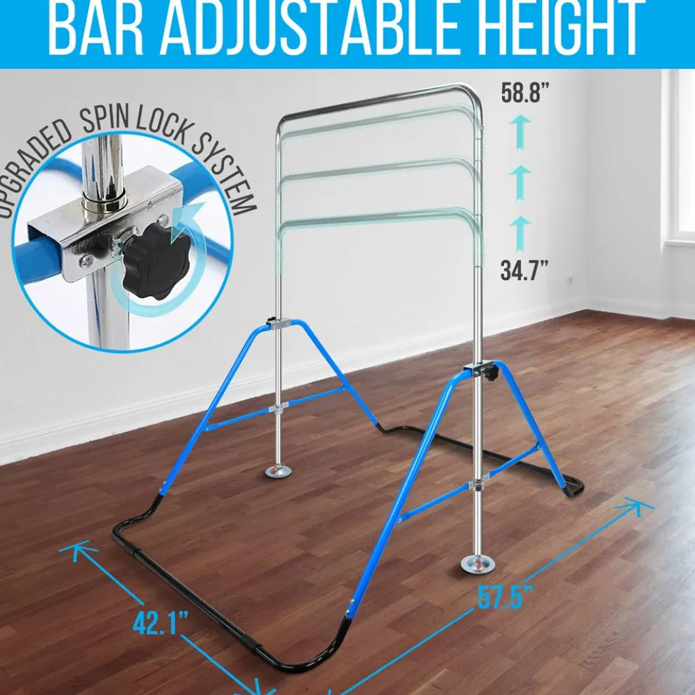 Kids Gymnastics Bar Adjustable Height Foldable Steel Tube