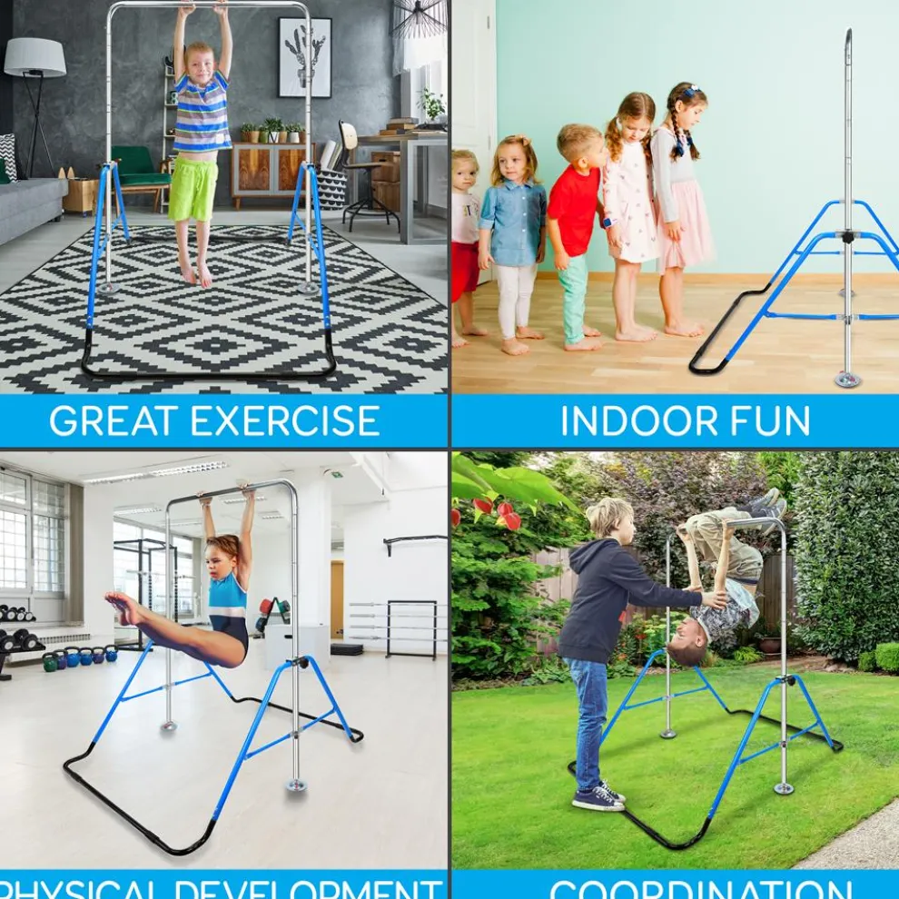 Kids Gymnastics Bar Adjustable Height Foldable Steel Tube