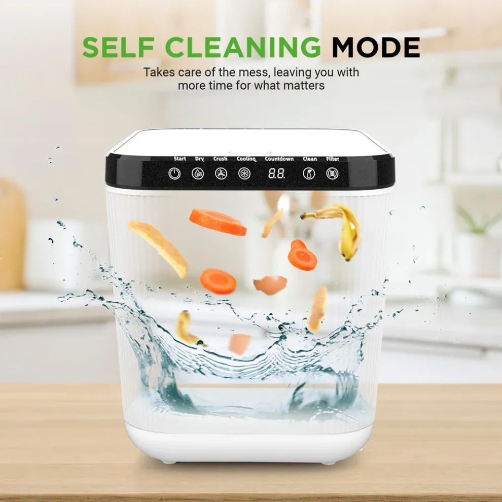 3L Electric Kitchen Composter - Odorless, Automatic, White