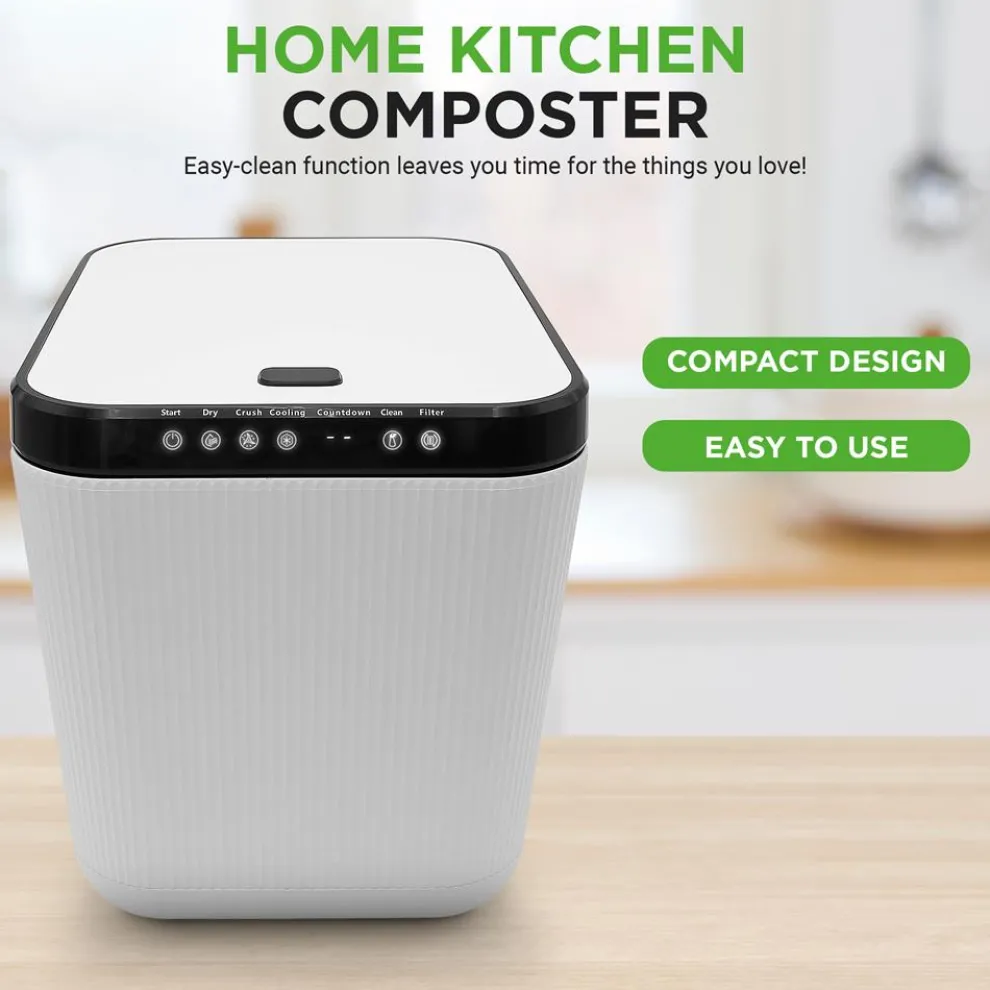 3L Electric Kitchen Composter - Odorless, Automatic, White
