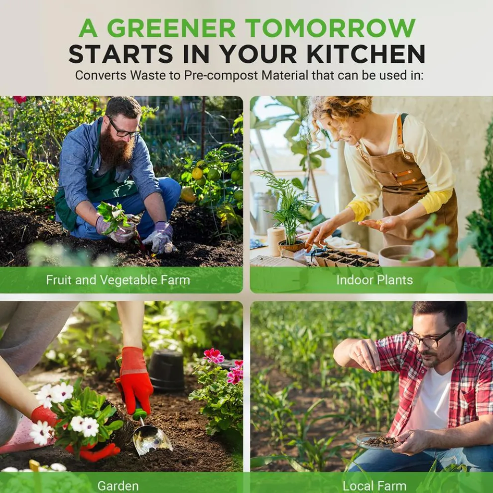 3L Electric Kitchen Composter - Odorless, Automatic, White