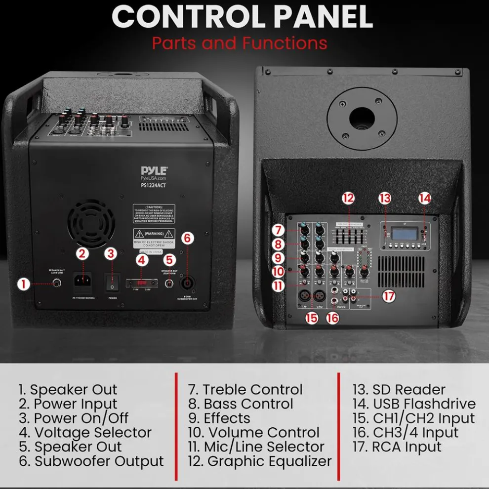 Line Array Speaker System - Powerful Sound, 1320W, Bluetooth Streaming