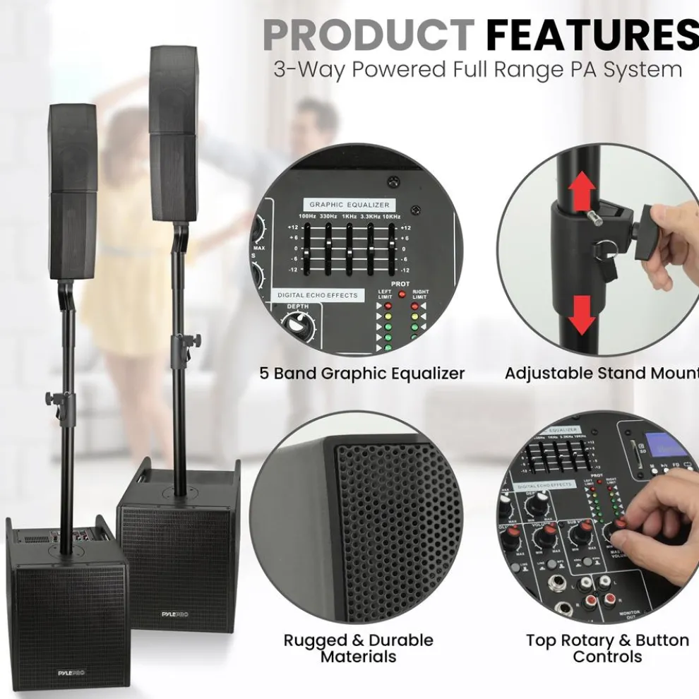 Line Array Speaker System - Powerful Sound, 1320W, Bluetooth Streaming