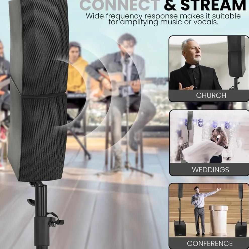 Line Array Speaker System - Powerful Sound, 1320W, Bluetooth Streaming