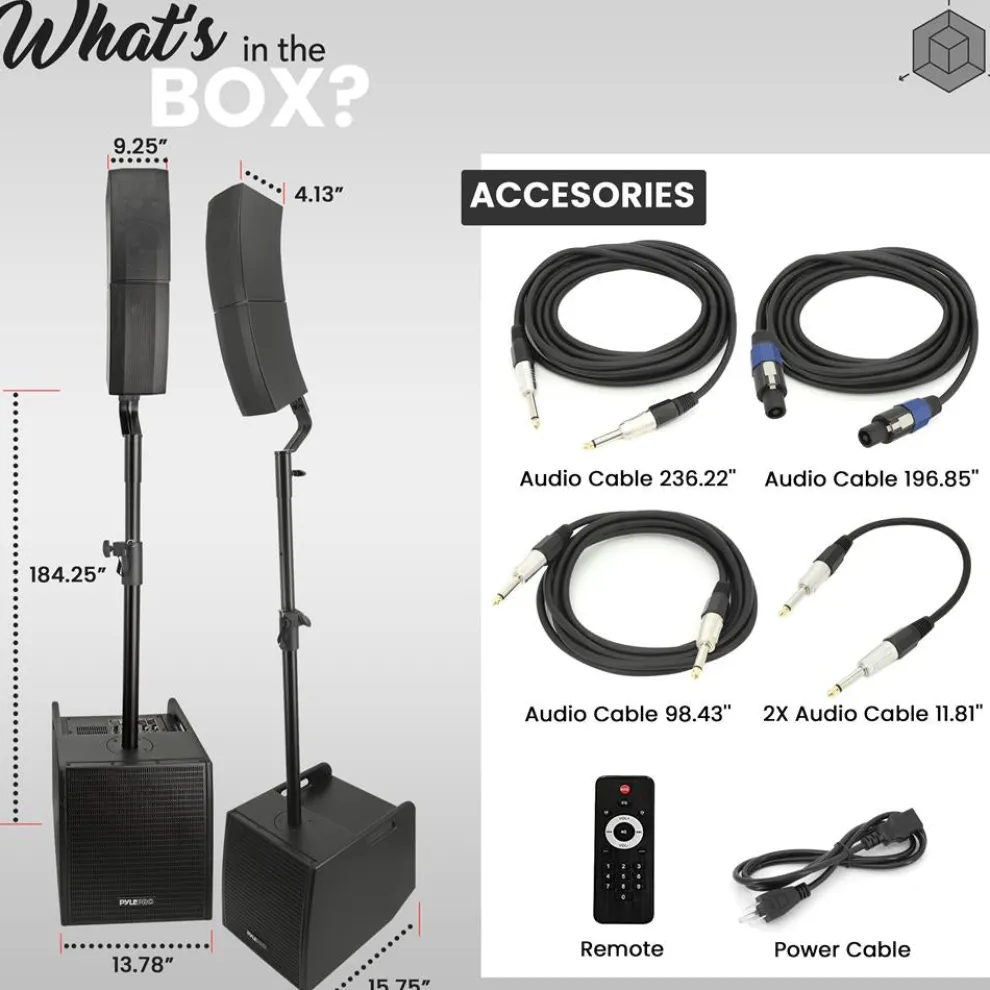 Line Array Speaker System - Powerful Sound, 1320W, Bluetooth Streaming