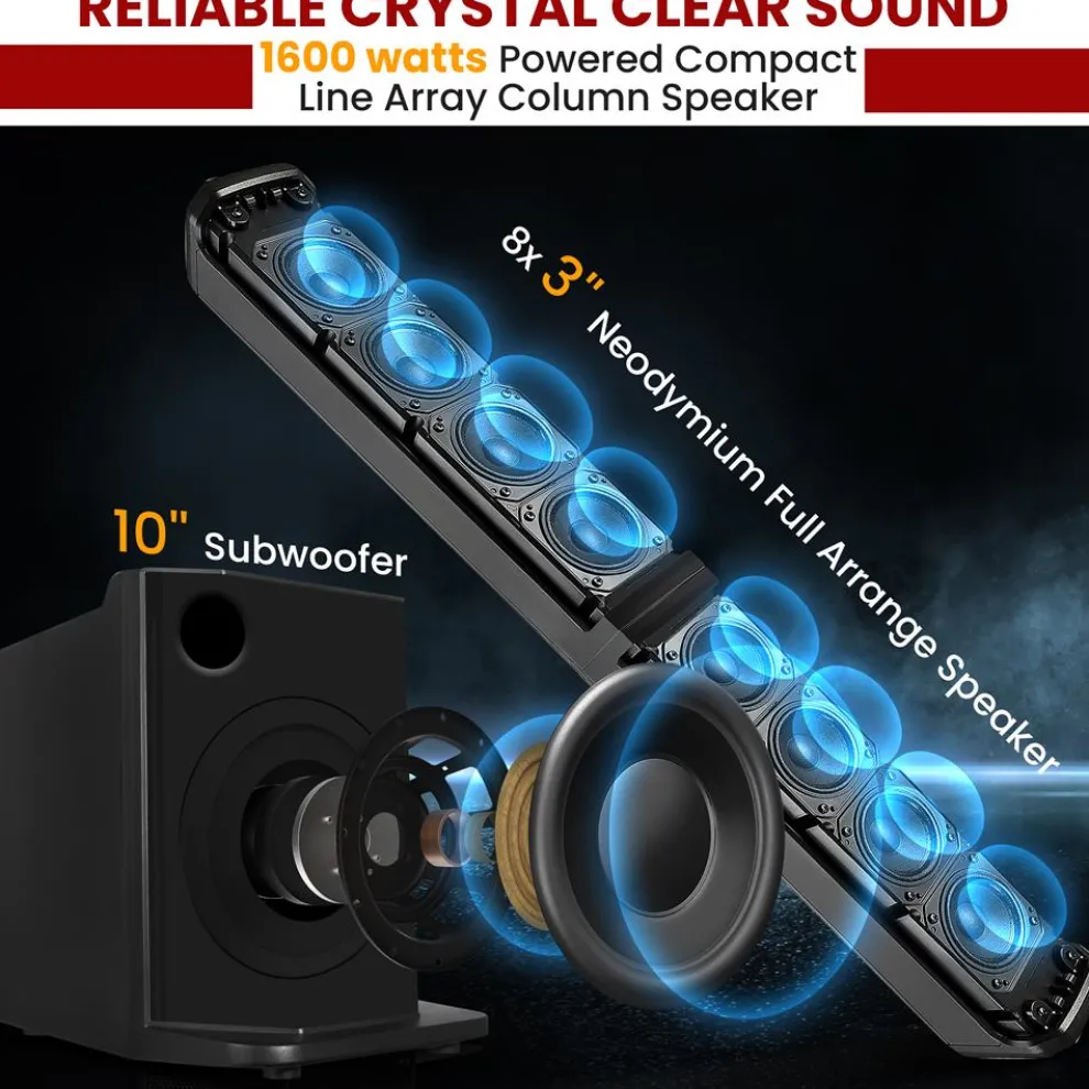 Line Array Speaker System, 1600W, 10