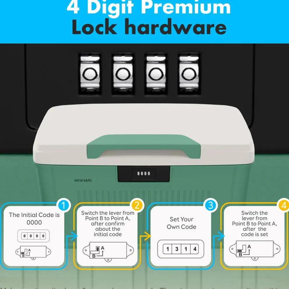Lockable Storage Bin 6.5 Gal Capacity, Durable ABS, Green