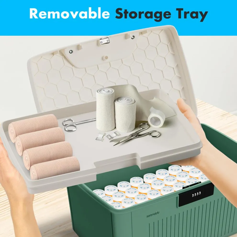 Lockable Storage Bin 6.5 Gal Capacity, Durable ABS, Green