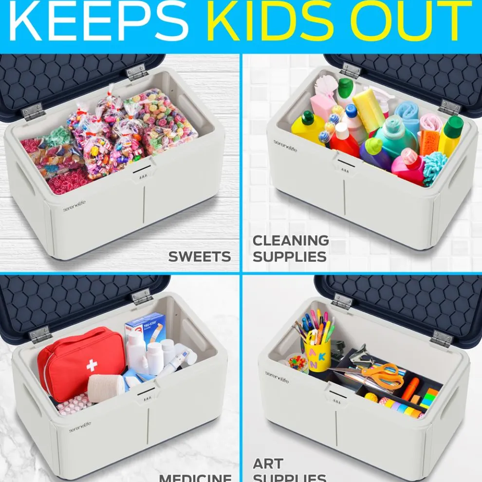 Lockable Storage Box 8 Gal Capacity ABS Material Navy Blue