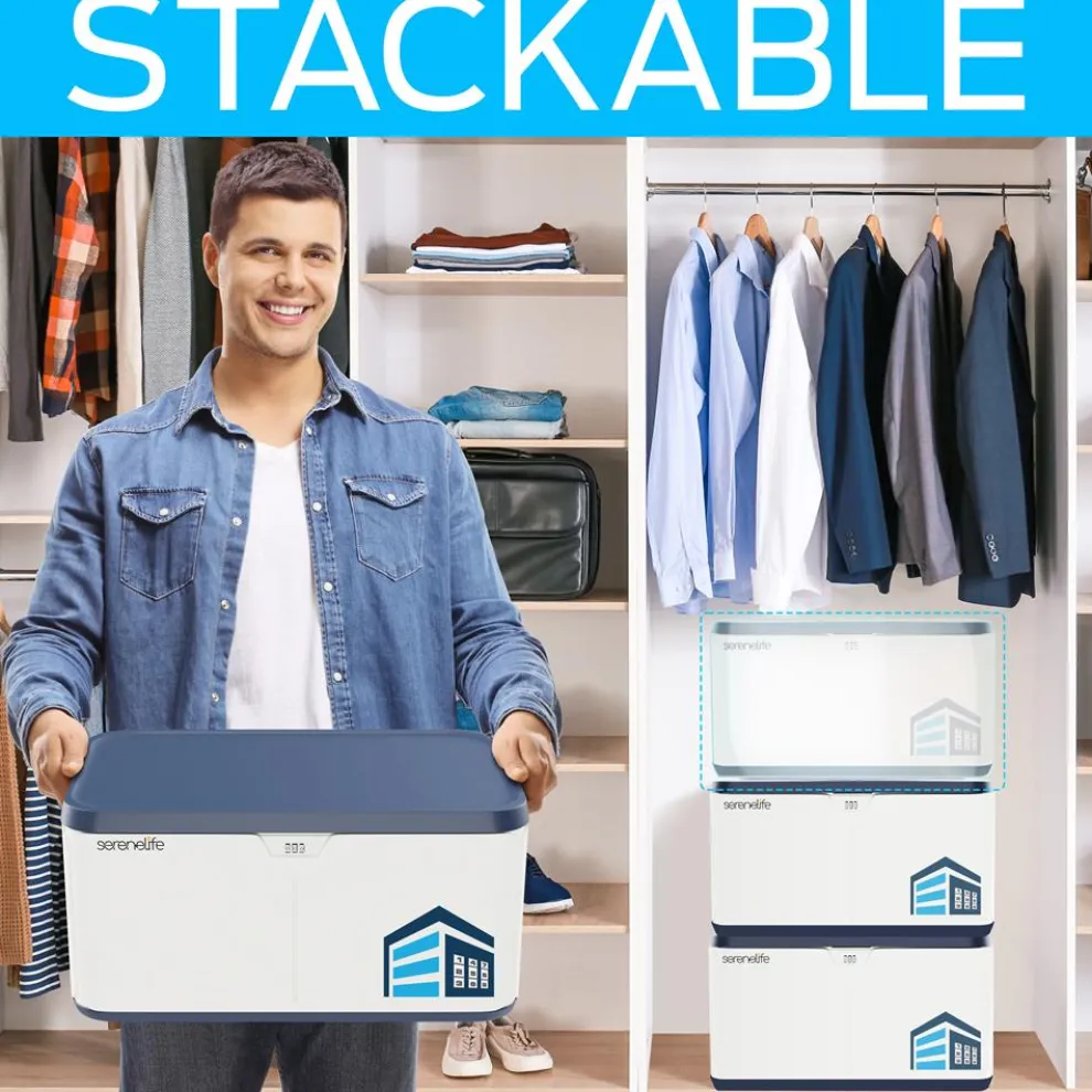 Lockable Storage Box 8 Gal Capacity ABS Material Navy Blue