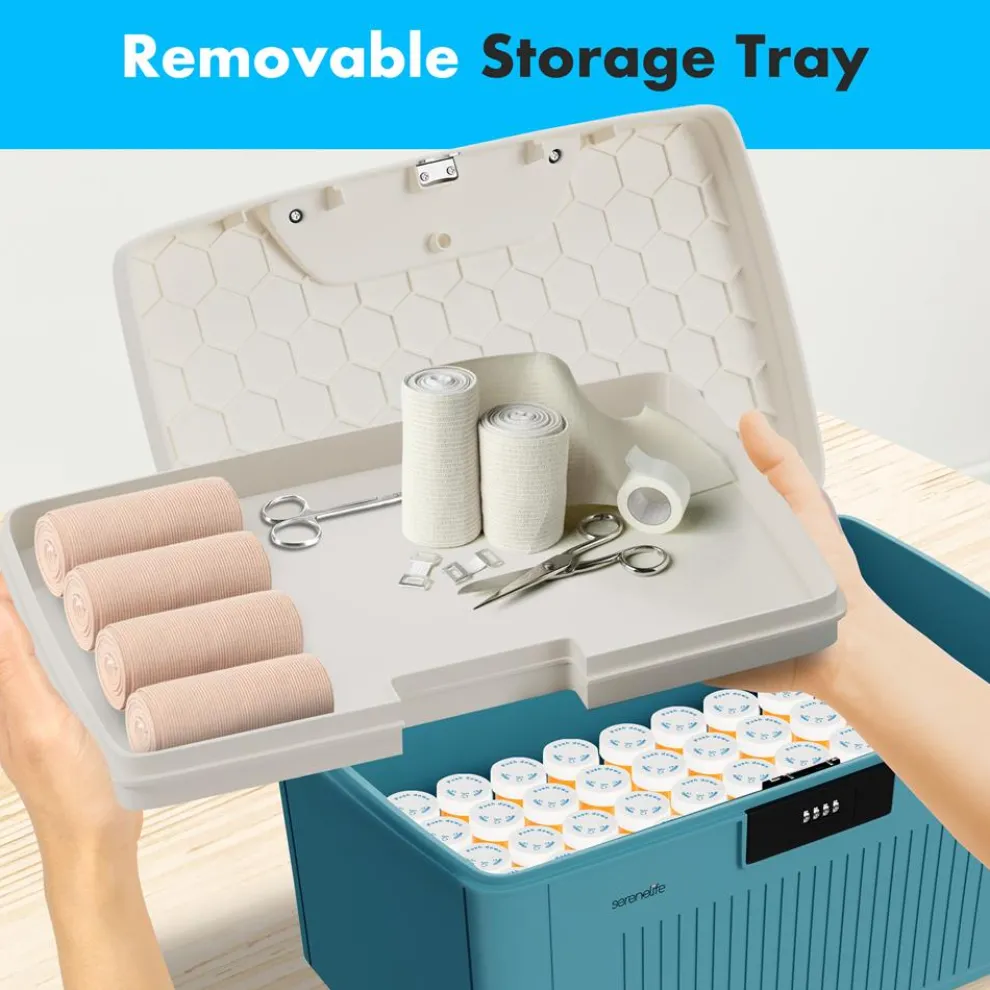 Lockable Storage Bin 6.5 Gal Capacity ABS Material Blue