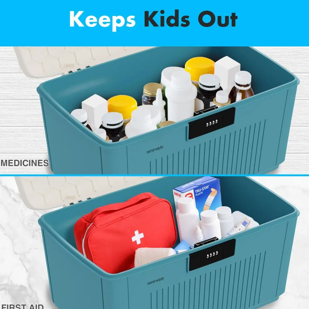 Lockable Storage Bin 6.5 Gal Capacity ABS Material Blue