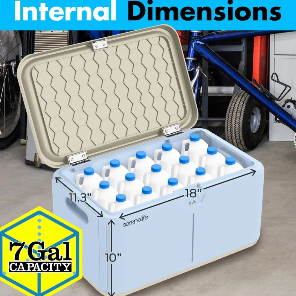 Lockable Storage Box 7 Gal Capacity ABS Material Light Blue