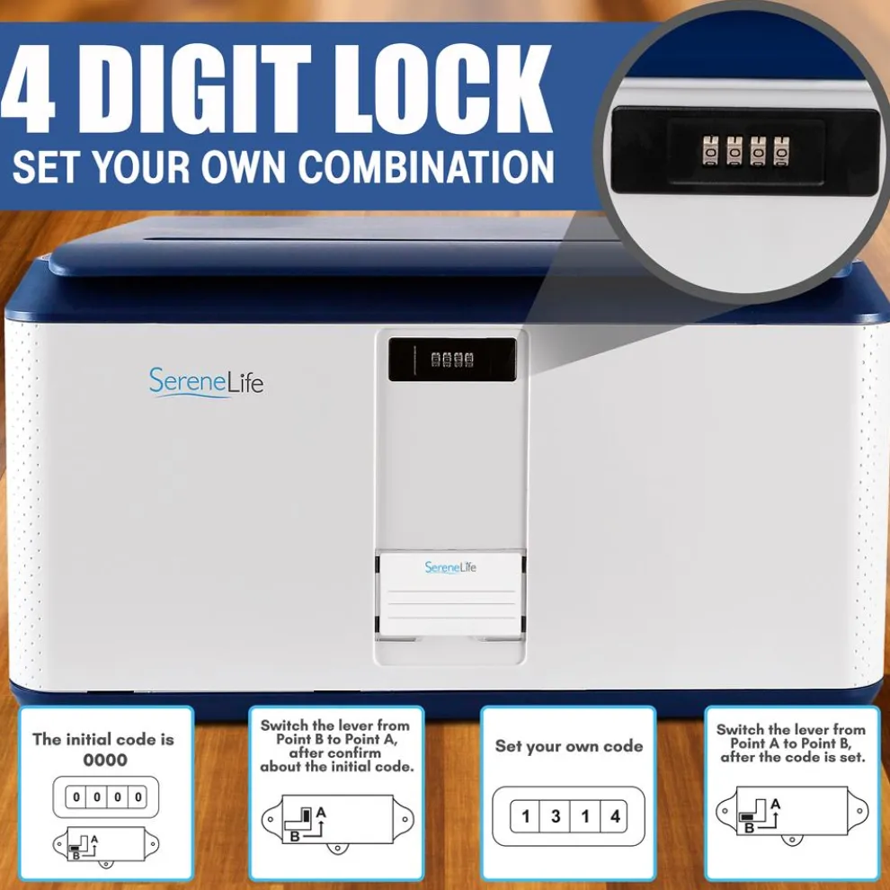 Lockable Storage Box 21 Gal Capacity, Combo Lock, Reinforced ABS, Blue