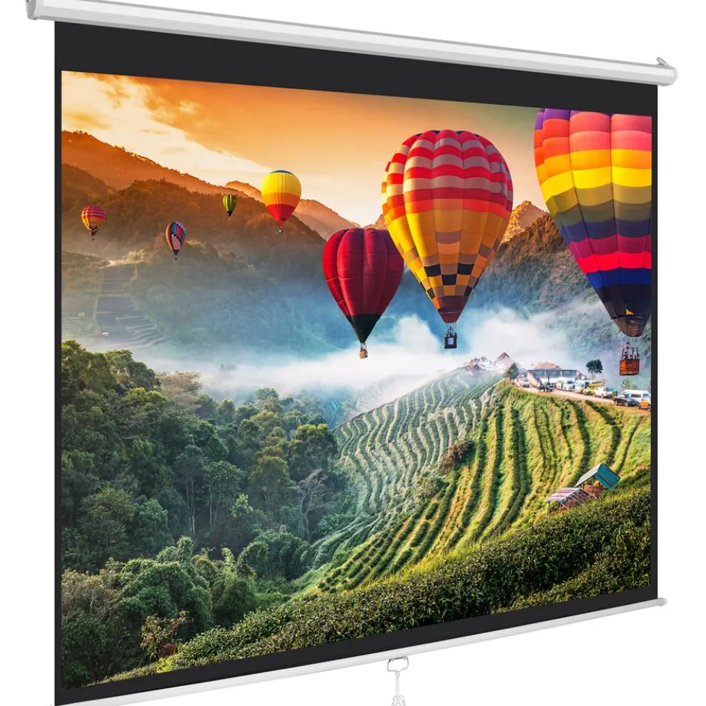 Manual Pull-Down Projector Screen, Clear Image, Matte White, 72-Inch