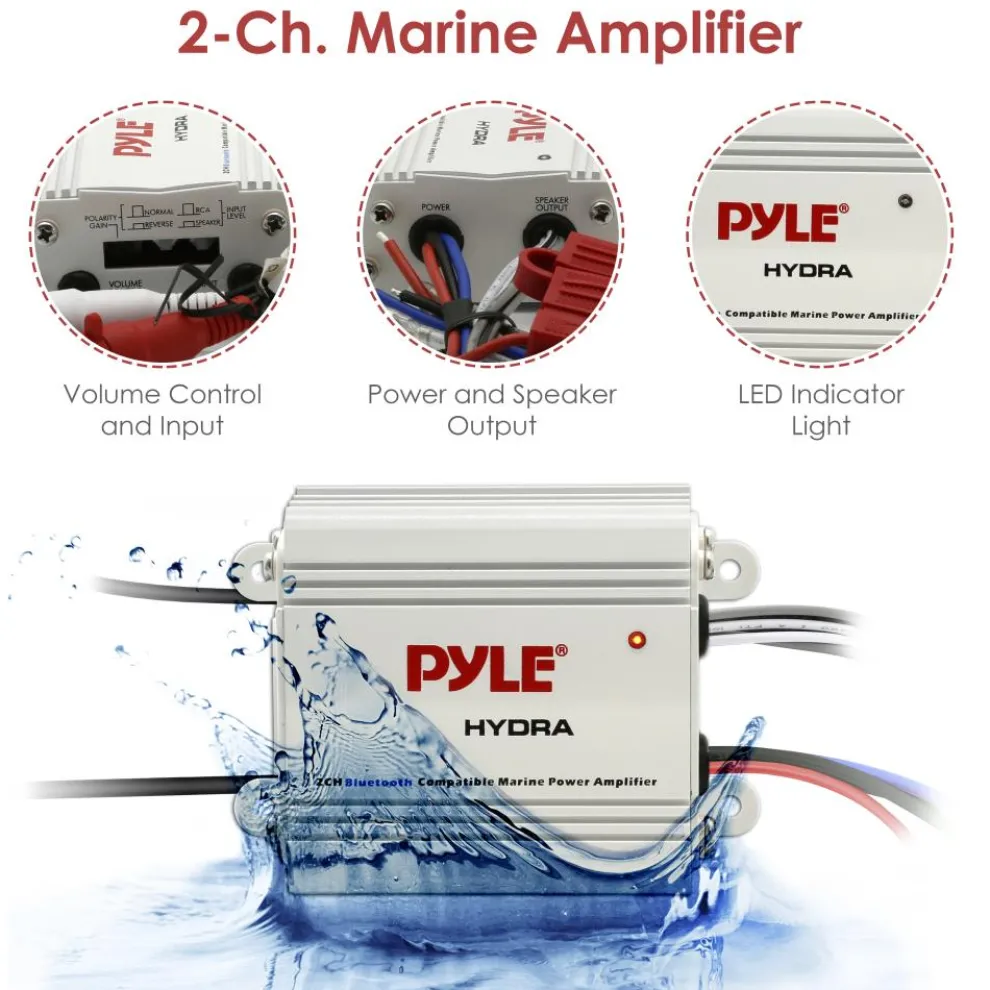 Marine Amplifier 200W Bluetooth Waterproof Compact Audio System
