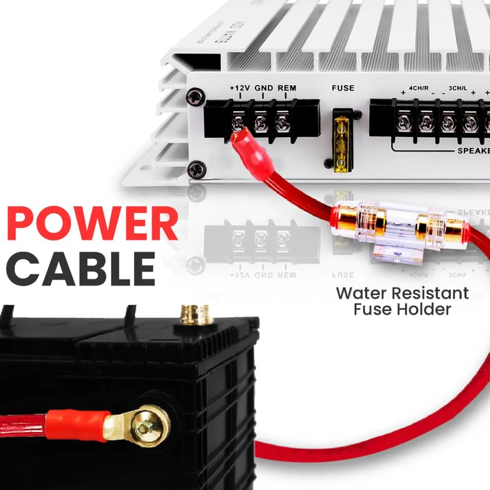 Marine Audio Wiring Kit 1000W Marine Grade 20ft 8 Gauge Power Wire