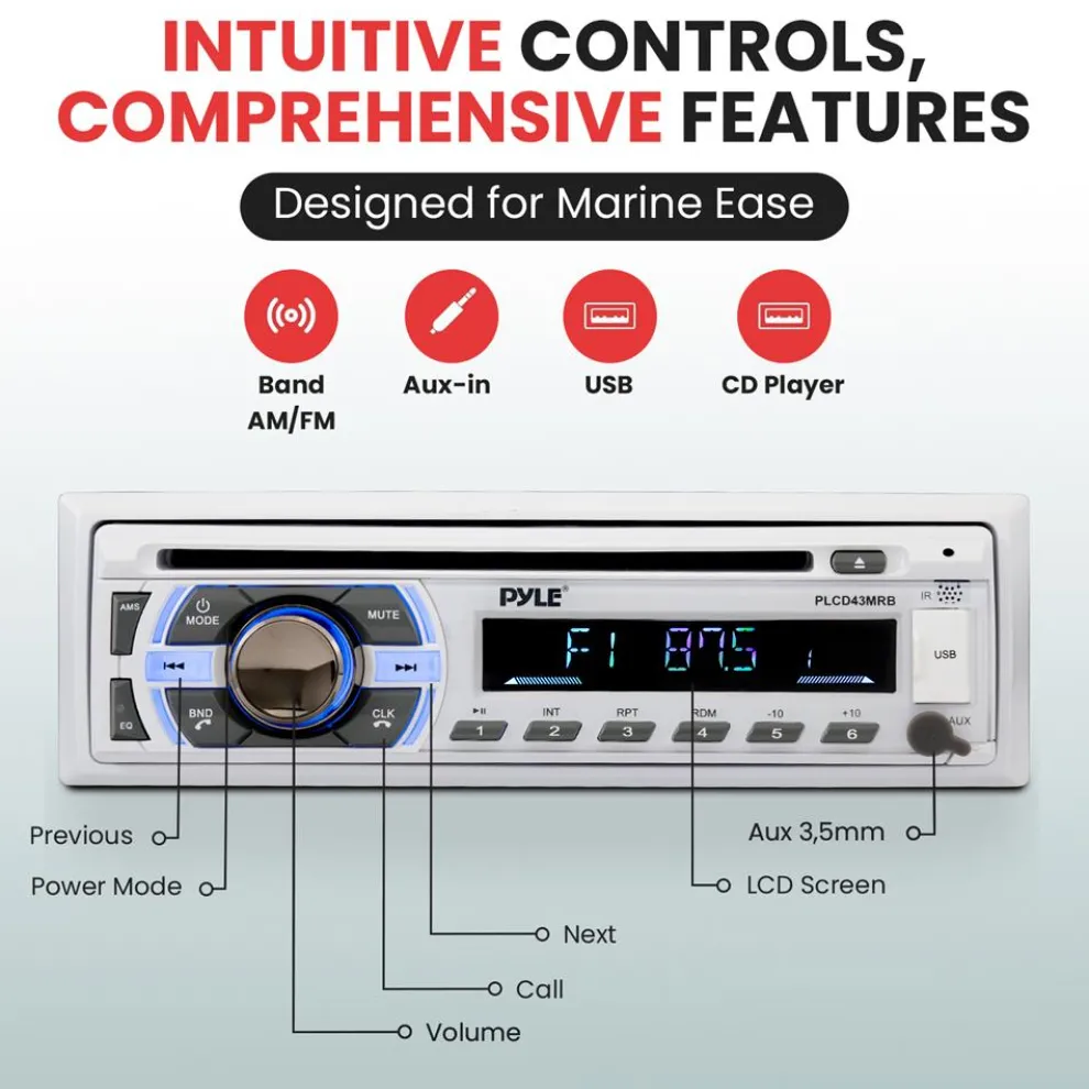 Marine Bluetooth Cd/Mp3 Radio Receiver