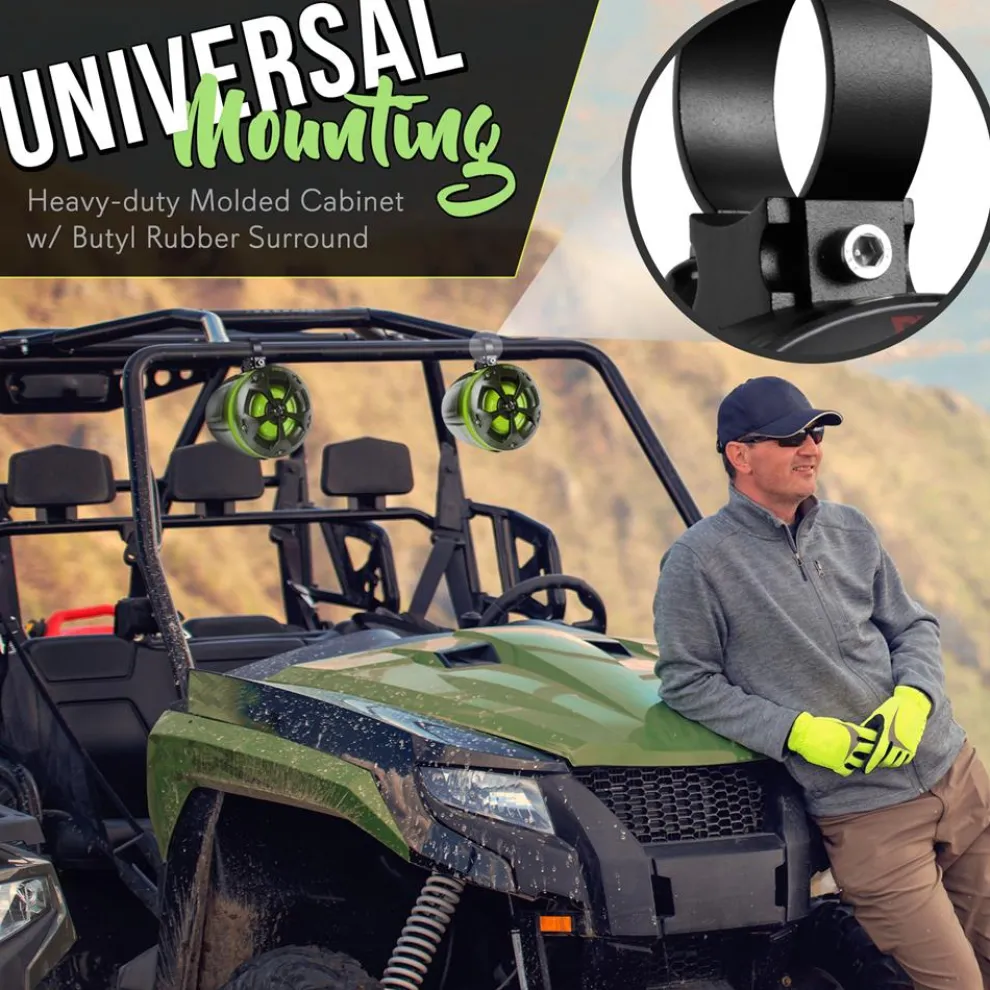 Marine Bluetooth Speakers 800W Waterproof RGB Lights for ATV/UTV