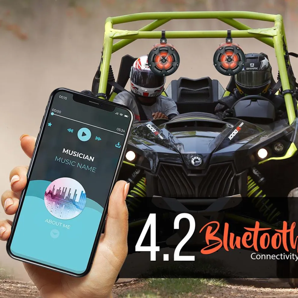 Marine Bluetooth Speakers 800W Waterproof RGB Lights for ATV/UTV