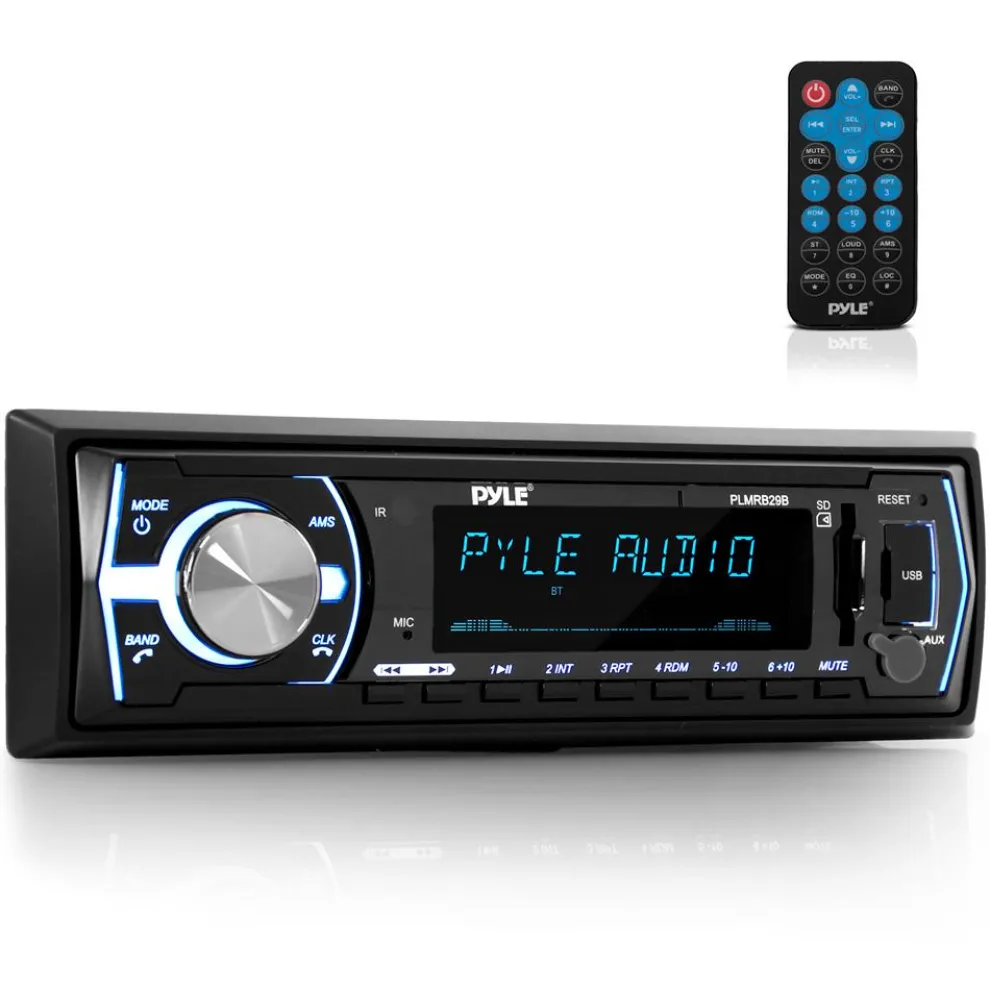 Marine Bluetooth Stereo Receiver - Hands-Free Calls, USB/SD, Single DIN