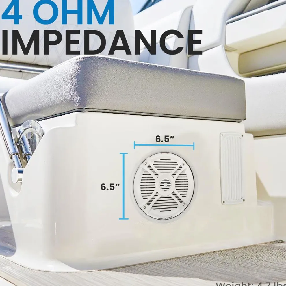 Marine Speakers 250W Water Resistant 2-Way Stereo White