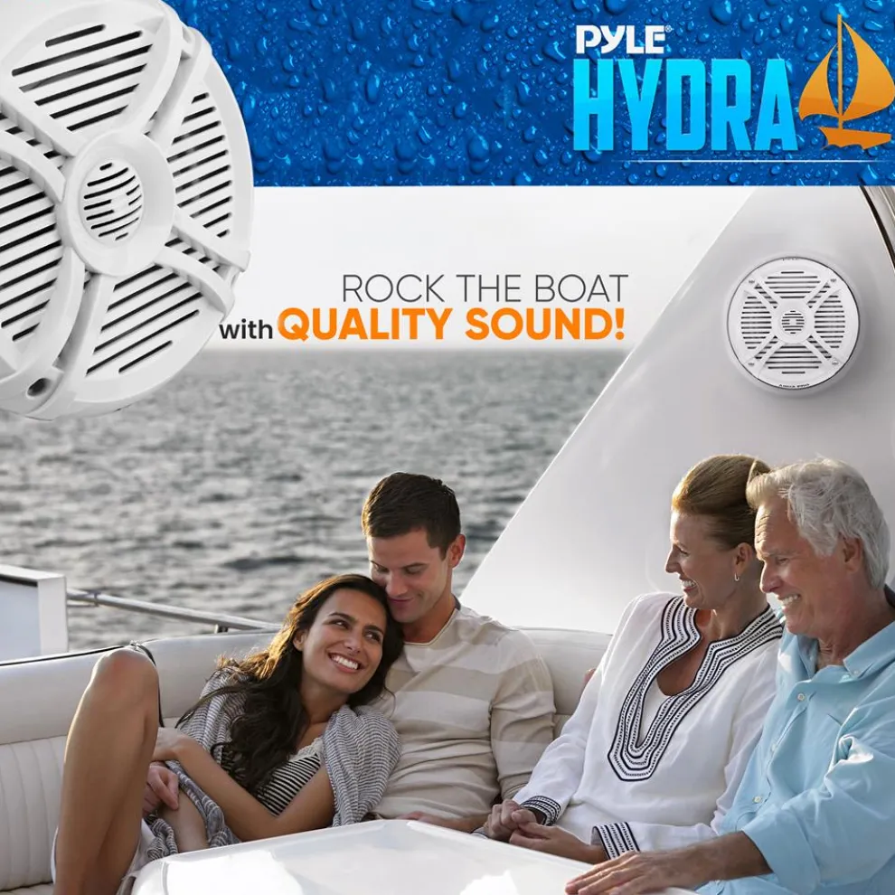 Marine Speakers 250W Water Resistant 2-Way Stereo White