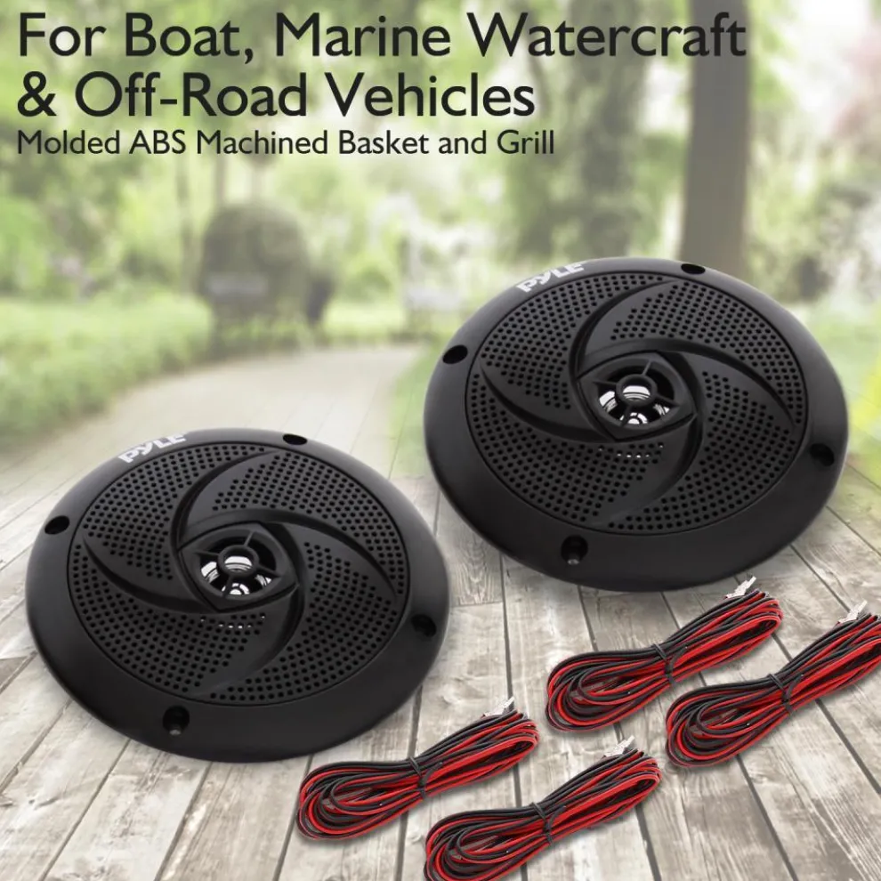 Marine Speakers 180W Waterproof LED Lights Slim Design Blue