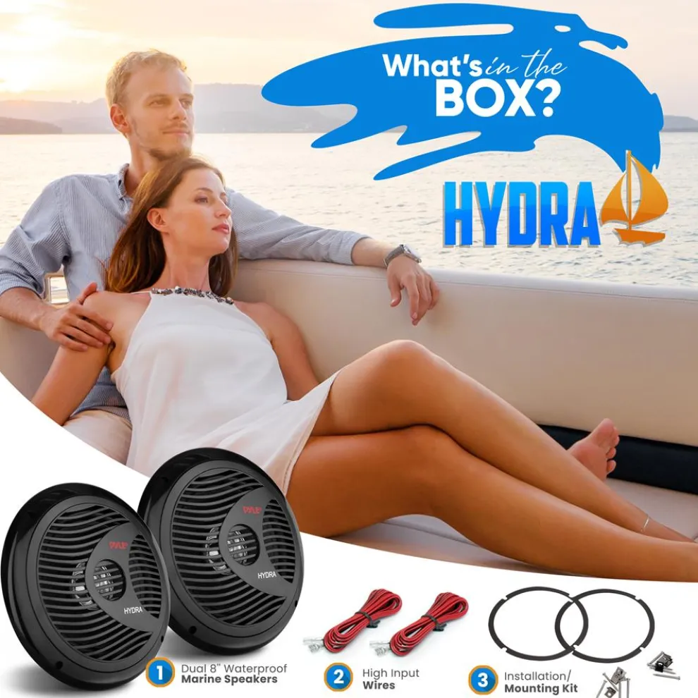 Marine Speakers 180W Waterproof Dual Cone Polypropylene White