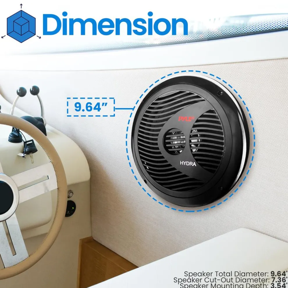 Marine Speakers 180W Waterproof Dual Cone Polypropylene White