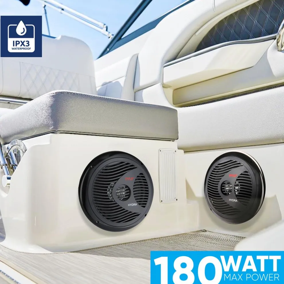 Marine Speakers 180W Waterproof Dual Cone Polypropylene White