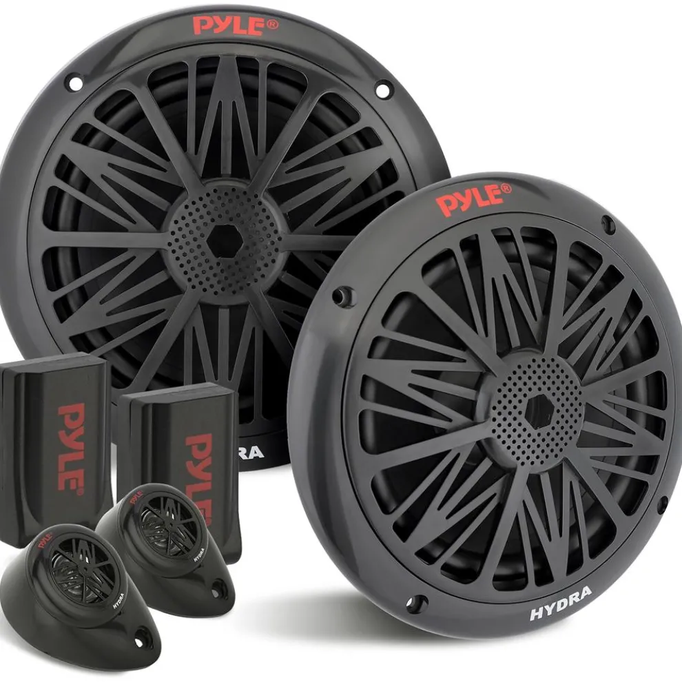 Marine Speakers 200W Weatherproof 6.5" Dual Cone, Poly Carbon, Pair