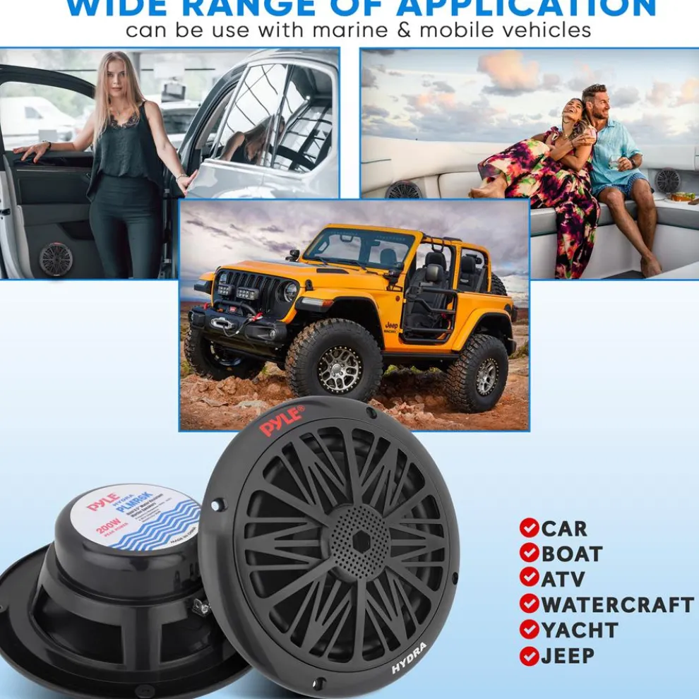 Marine Speakers 200W Weatherproof 6.5