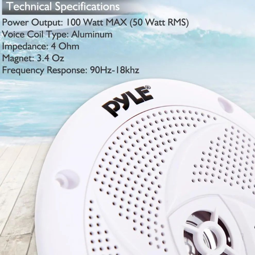 Marine Speakers 100W Waterproof Slim Design 4