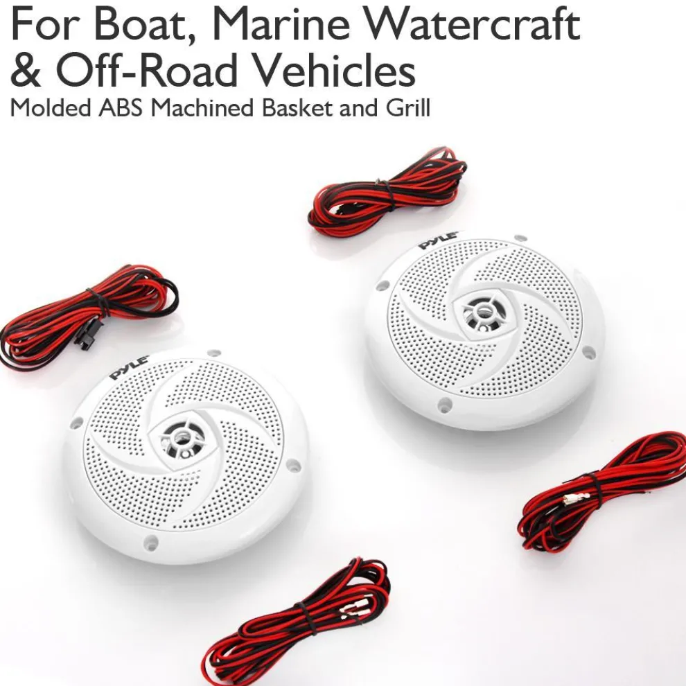 Marine Speakers Waterproof 180W LED Lights Low-Profile 5.25