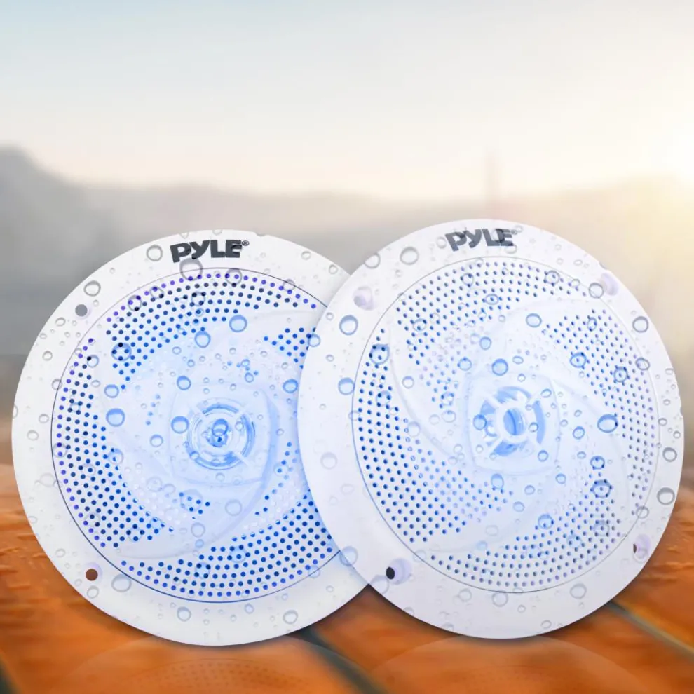 Marine Speakers Waterproof 180W LED Lights Low-Profile 5.25