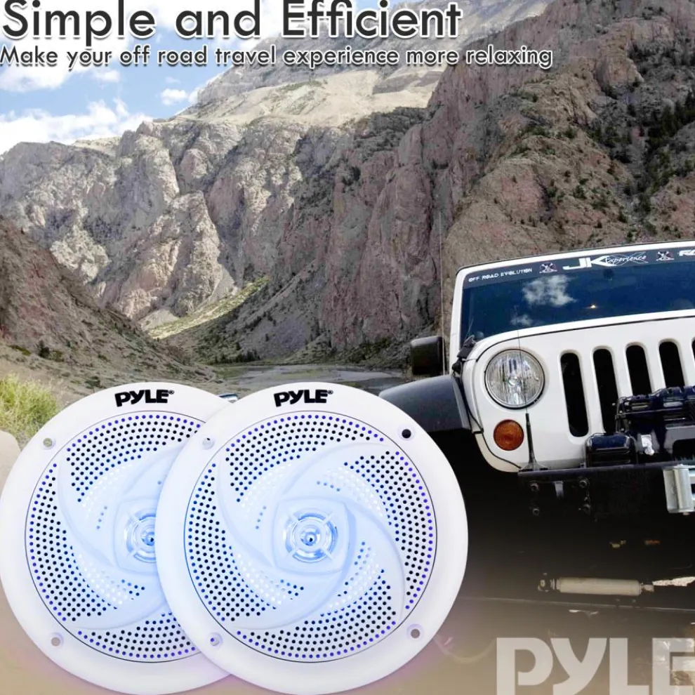 Marine Speakers Waterproof 180W LED Lights Low-Profile 5.25