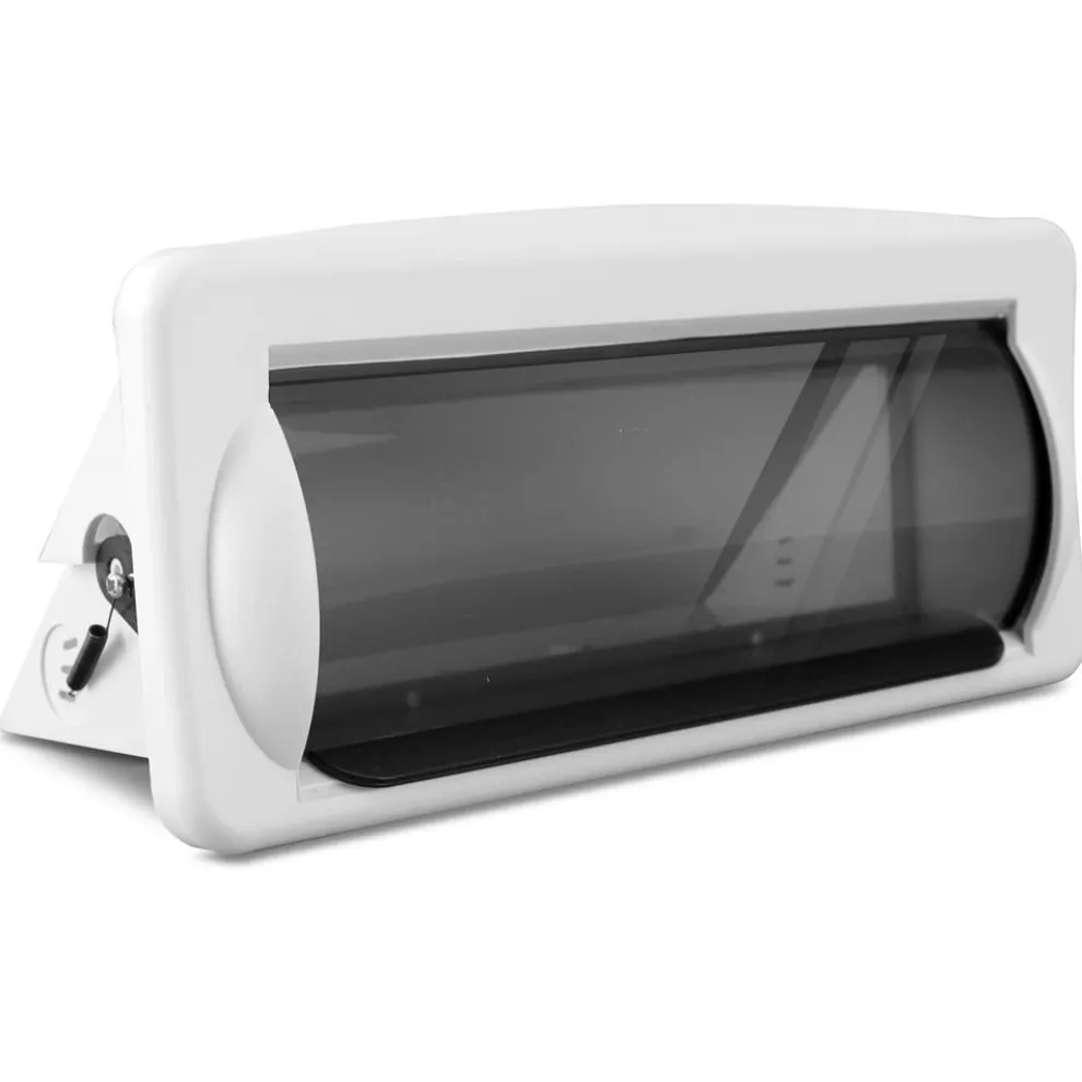 Marine Stereo Cover, Water Resistant, Smoke Window, White Base