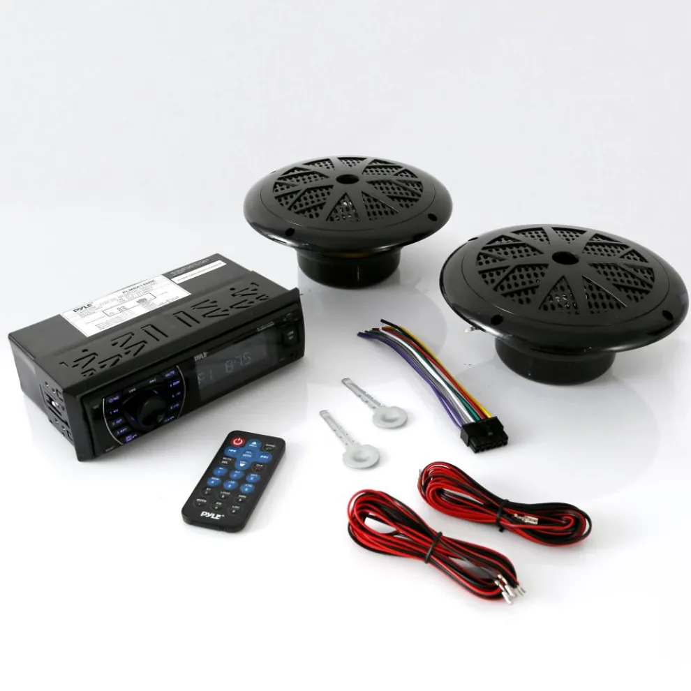 Marine Stereo Kit Bluetooth Streaming Waterproof Speakers Hands-Free Calling
