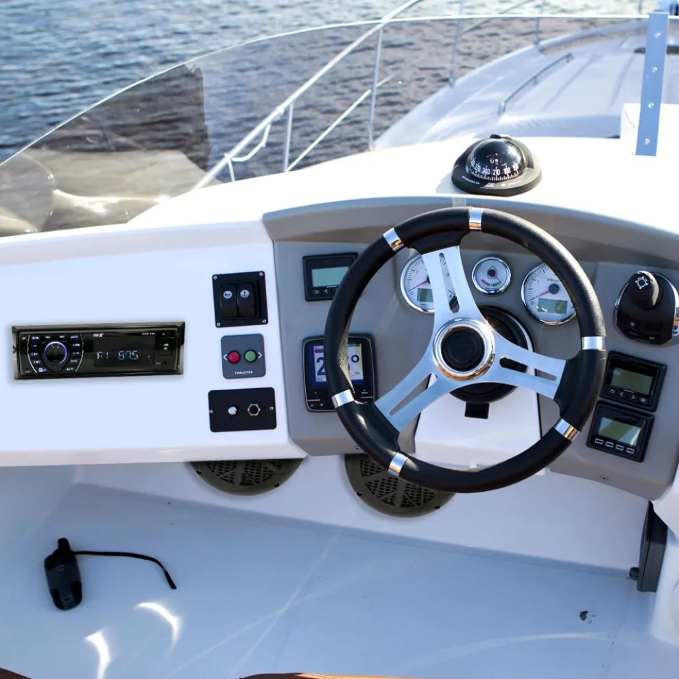 Marine Stereo Kit Bluetooth Streaming Waterproof Speakers Hands-Free Calling