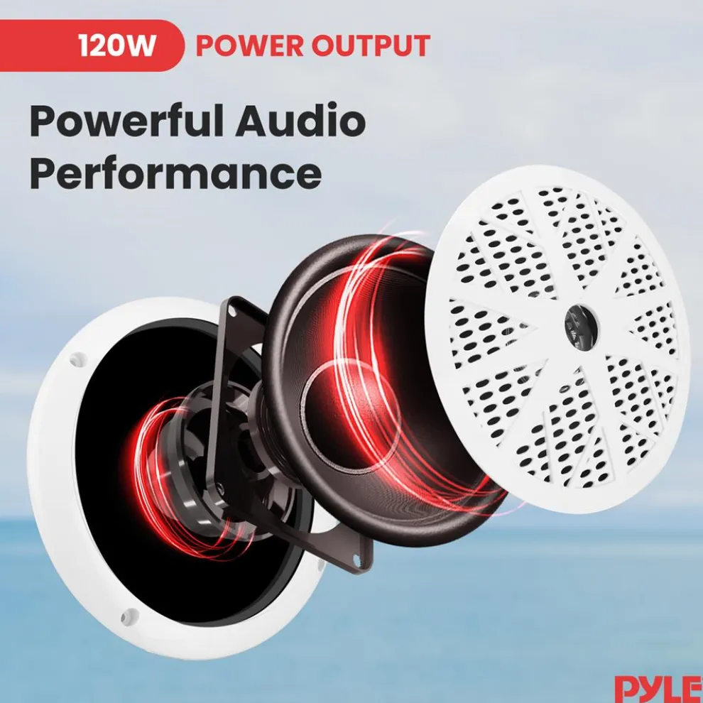 Marine Stereo Receiver Kit Waterproof Bluetooth 4 Speakers White